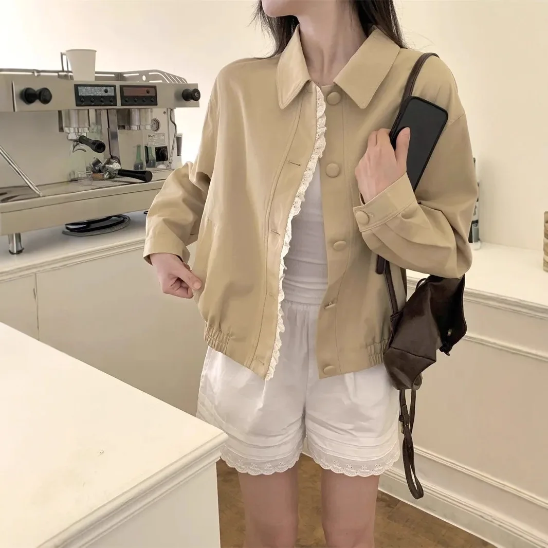 Women's Cropped Jacket, Casual Button-Down Collared Jacket with Elastic Hem, Minimalist Neutral-Tone Outerwear
Women's Cropped Jacket, Casual Button-Down Collared Jacket with Elastic Hem, Minimalist Neutral-Tone Outerwear
