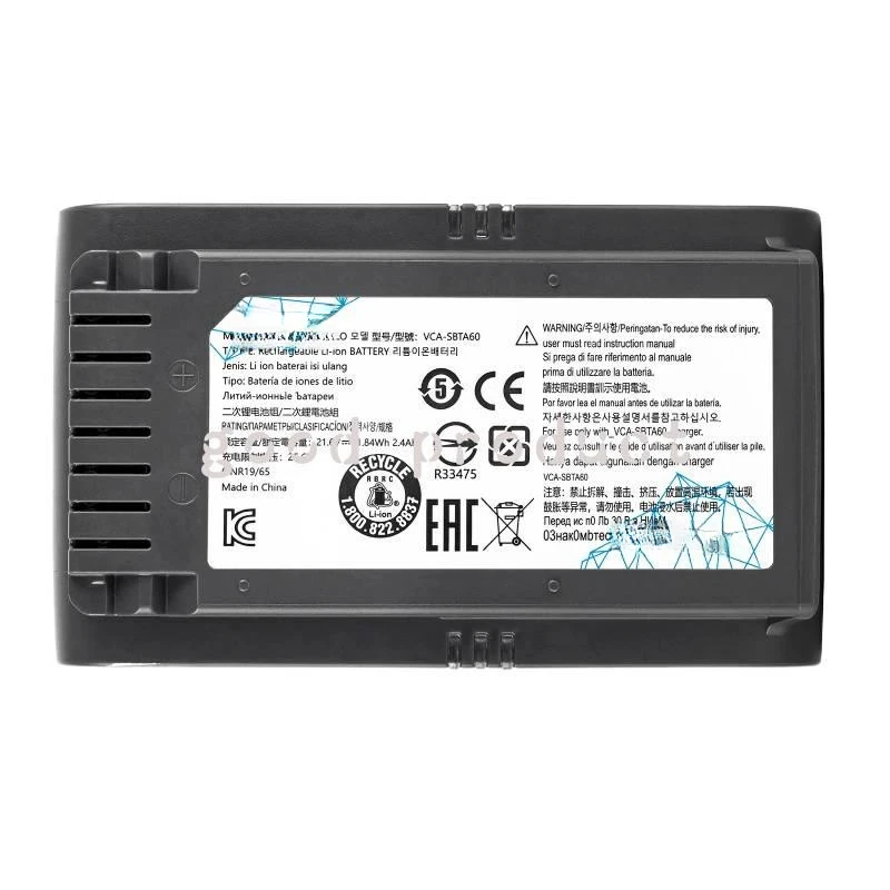 VCA-SBTA60 Vacuum Cleaner Battery For Samsung Jet 60 Turbo,Jet 75E Complete,VS15A6031R4 VS15A6031R5 VS20B75ACR5 VS20B75ADR5 MN
VCA-SBTA60 Vacuum Cleaner Battery For Samsung Jet 60 Turbo,Jet 75E Complete,VS15A6031R4 VS15A6031R5 VS20B75ACR5 VS20B75ADR5 MN