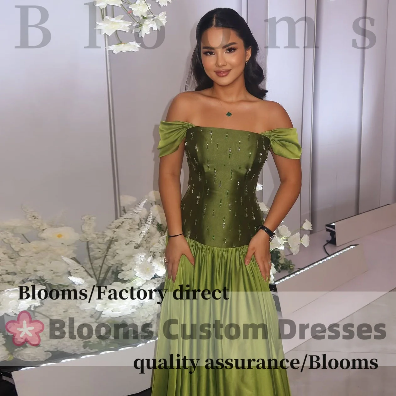 Blooms Customized Off Shoulder Evening Dress Beaded Exquisite A-Line Prom Dress For Formal Occasion Wedding Party Gowns
Blooms Customized Off Shoulder Evening Dress Beaded Exquisite A-Line Prom Dress For Formal Occasion Wedding Party Gowns