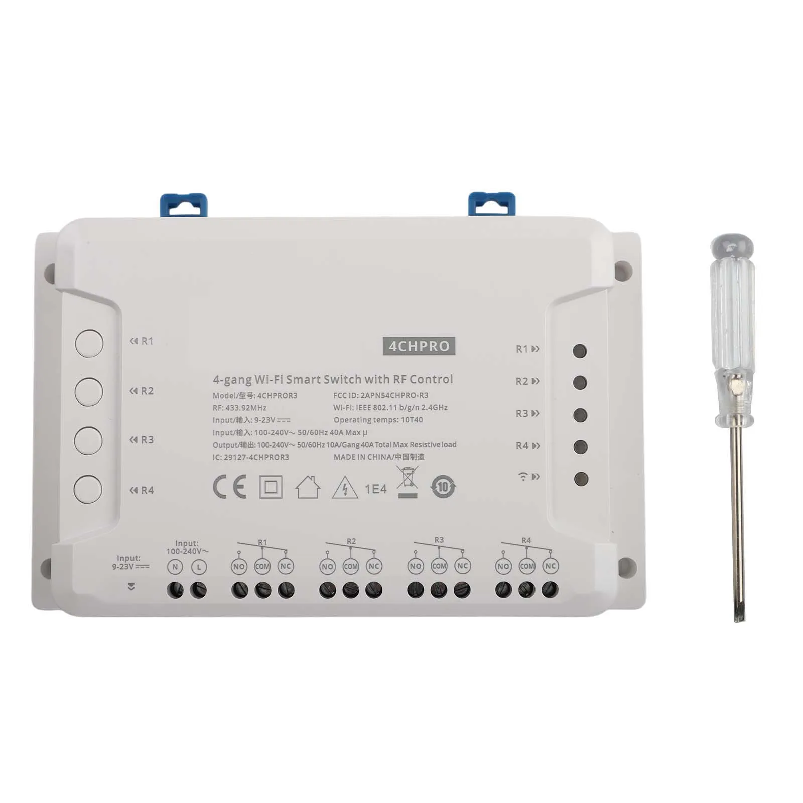 433MHz RF Remote Controlled 4 Gang PRO R3 Smart Switch with Voice and App Control for Efficient Electrical Device Management