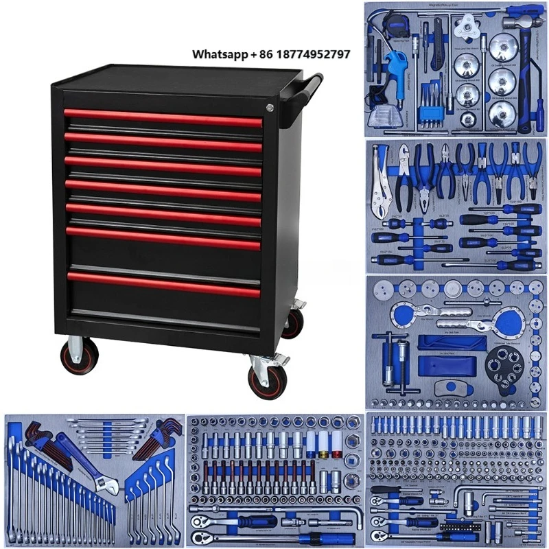 424-pcs Metal Auto Repair Tool Set Garage Workshop Tool Set Including Scissors Hammer Plier EVA Hard Trolley 7-drawer Tool Chest
424-pcs Metal Auto Repair Tool Set Garage Workshop Tool Set Including Scissors Hammer Plier EVA Hard Trolley 7-drawer Tool Chest