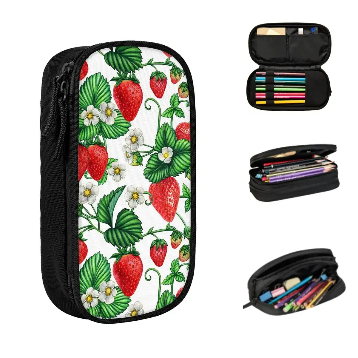Strawberry Fruit With Flowers And Leaves Pencil Cases Large Storage Pen Bags Pen Box Pencil Pouch For Boys Girls School Office
Strawberry Fruit With Flowers And Leaves Pencil Cases Large Storage Pen Bags Pen Box Pencil Pouch For Boys Girls School Office