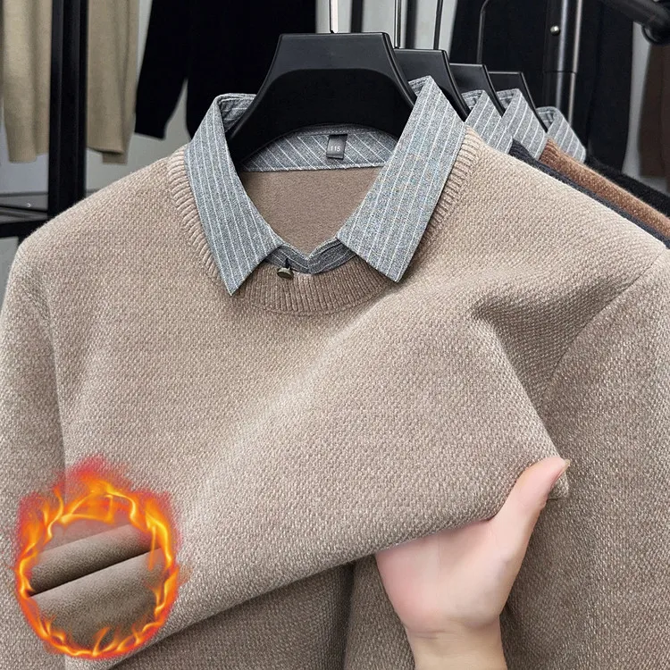 Мужской вязаный свитер с воротником-стойкой Thiened Fce, теплый зимний базовый слой, однотонная внутренняя одежда, повседневный свободный крой, деловой стиль
Мужской вязаный свитер с воротником-стойкой Thiened Fce, теплый зимний базовый слой, однотонная внутренняя одежда, повседневный свободный крой, деловой стиль