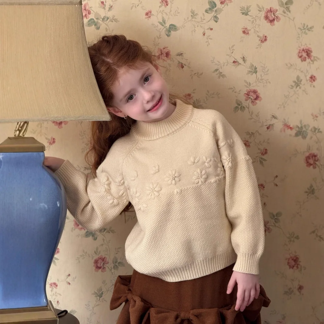 UNITIM Toddler Girls Sweater Winter Solid Color Flower Embroidery Thicken Warm Kids Girls Knitwear Retro Infant Girls Pullovers
UNITIM Toddler Girls Sweater Winter Solid Color Flower Embroidery Thicken Warm Kids Girls Knitwear Retro Infant Girls Pullovers