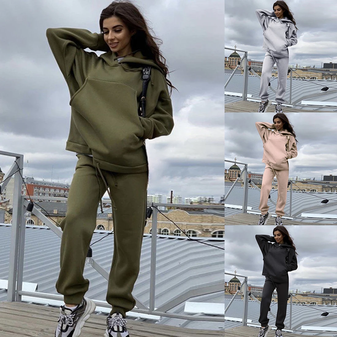 Female Solid Color Thicken Leisure Sports Keep Warm Fleece Winter Hooded Sweatshirt Suits Oversize Tracksuit Set
Female Solid Color Thicken Leisure Sports Keep Warm Fleece Winter Hooded Sweatshirt Suits Oversize Tracksuit Set