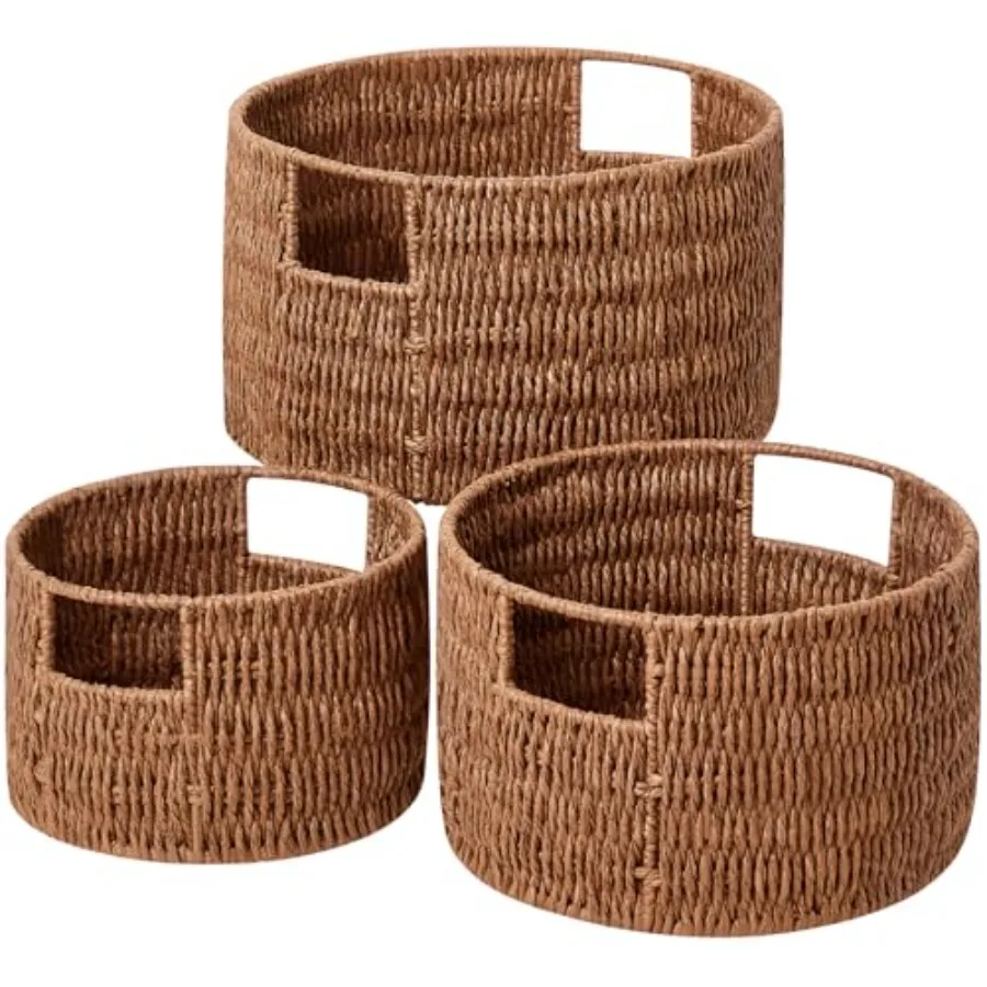 Wicker Storage Basket, Hand-Woven Rope Large Woven Basket With Handles, Wicker Baskets for Organizing/Storage, Brown, 3-Pack
Wicker Storage Basket, Hand-Woven Rope Large Woven Basket With Handles, Wicker Baskets for Organizing/Storage, Brown, 3-Pack