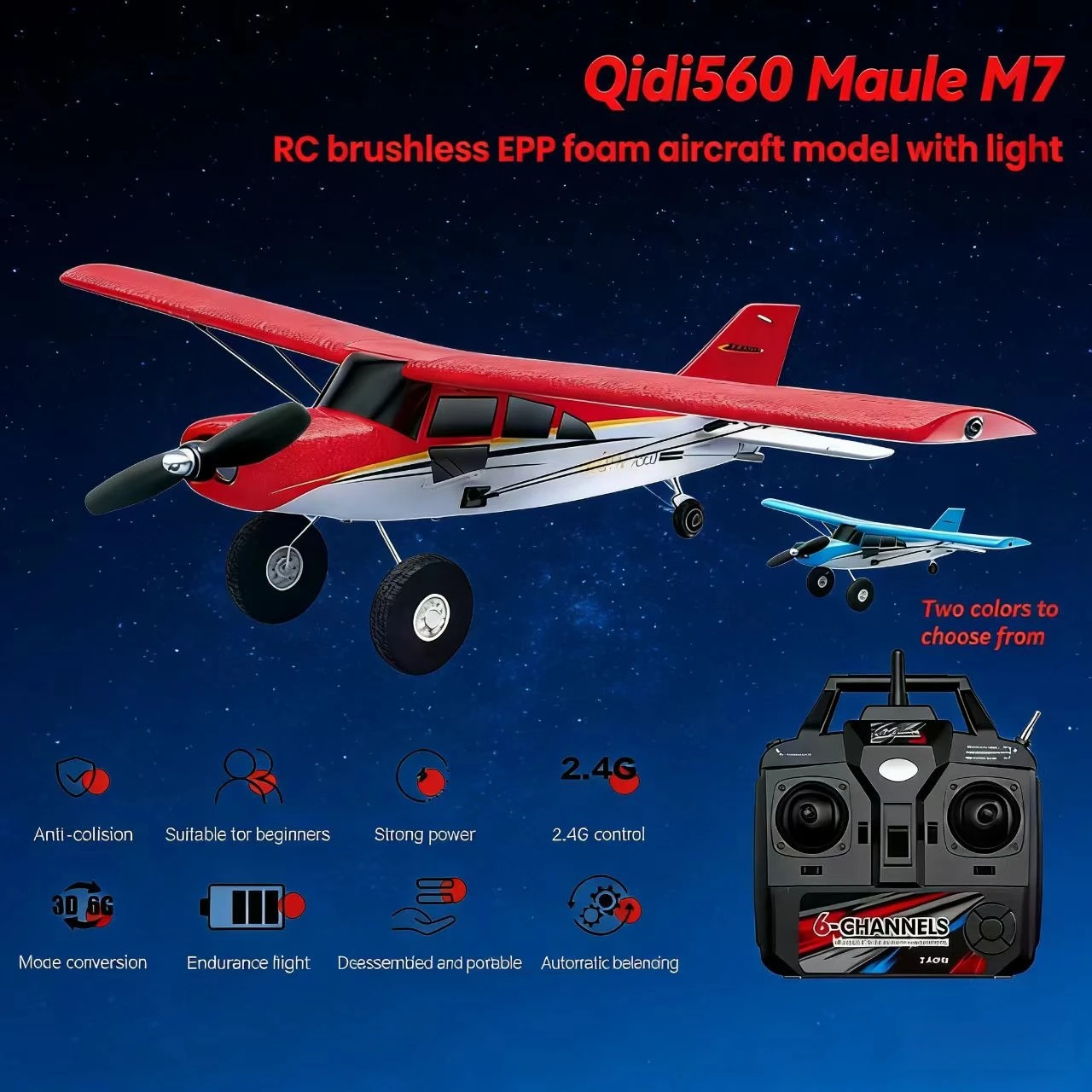 Радиоуправляемый самолет QIDI560 M7 OFF-ROAD, бесщеточный двигатель, 4-канальный высокоскоростной радиоуправляемый планер из пенопласта с фиксированным крылом, подходит для детей.
Радиоуправляемый самолет QIDI560 M7 OFF-ROAD, бесщеточный двигатель, 4-канальный высокоскоростной радиоуправляемый планер из пенопласта с фиксированным крылом, подходит для детей.