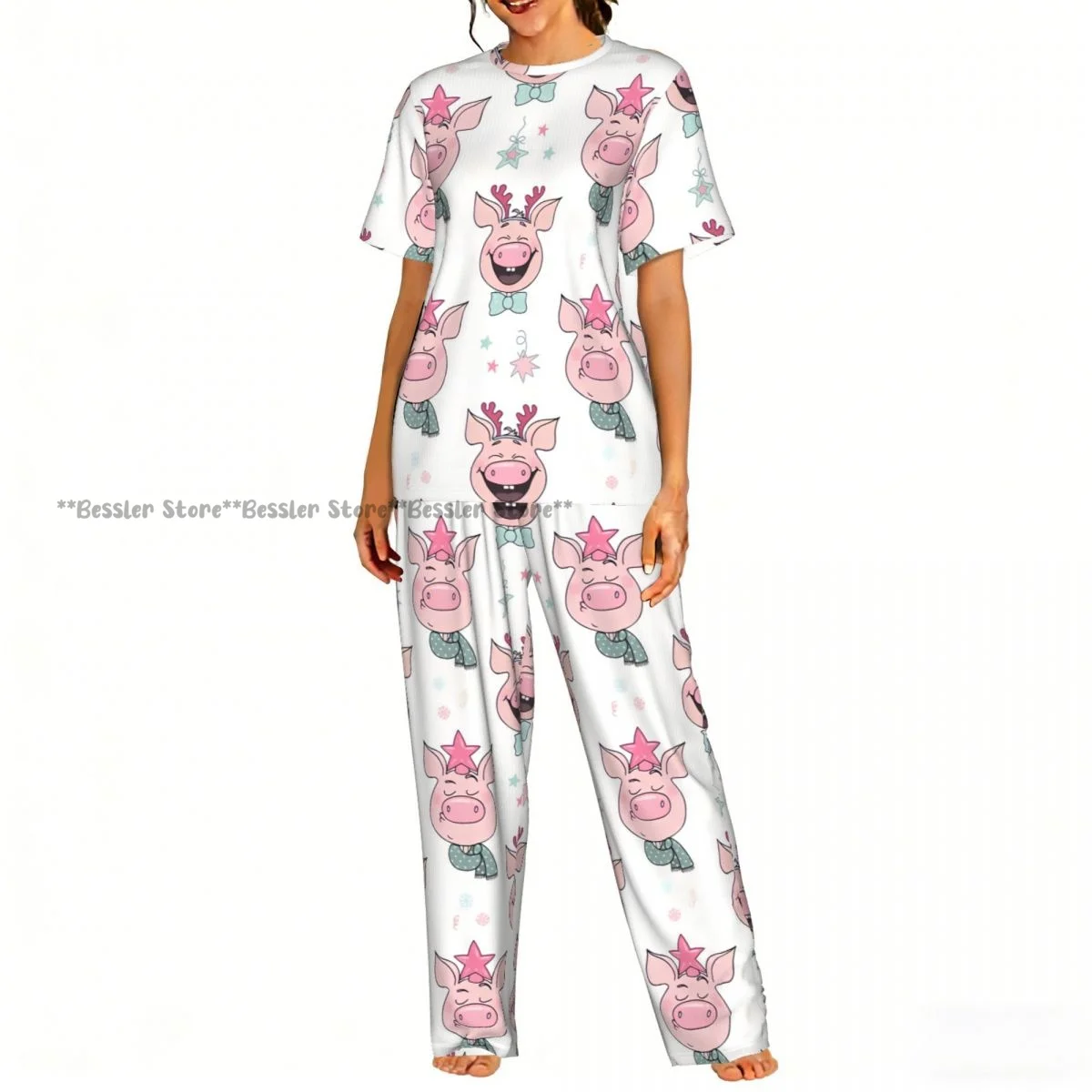 Women's Beautiful Cute Pigs short sleeve trousers casual pajamas set
Women's Beautiful Cute Pigs short sleeve trousers casual pajamas set