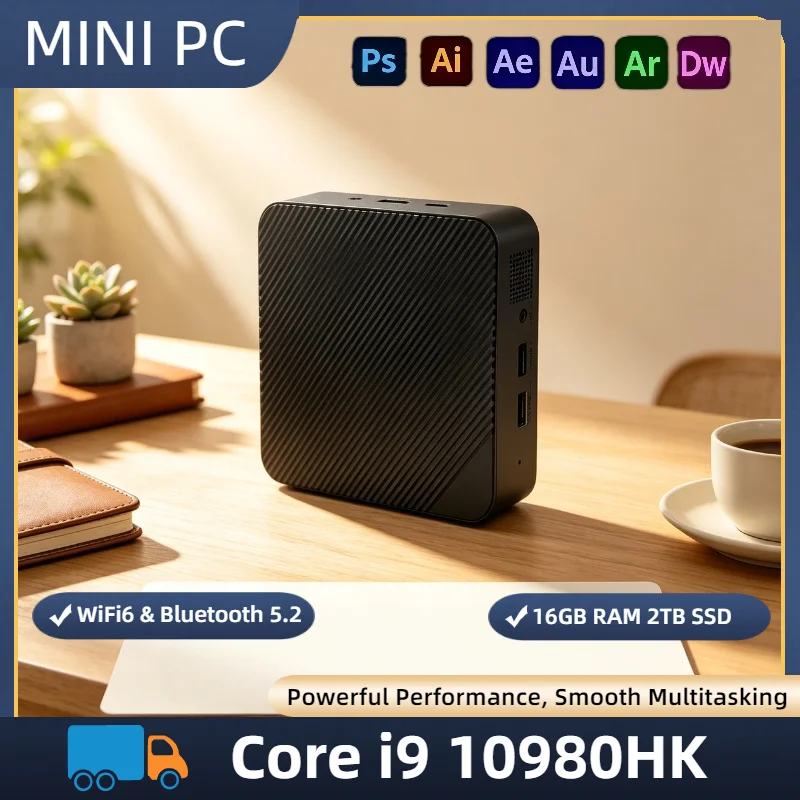 Intel Core i9-10980HK Mini Desktop 16GB DDR4 512GB NVMe Triple 4K Screen WiFi6 Bluetooth 5.2 Silent Office Pro PC
Intel Core i9-10980HK Mini Desktop 16GB DDR4 512GB NVMe Triple 4K Screen WiFi6 Bluetooth 5.2 Silent Office Pro PC