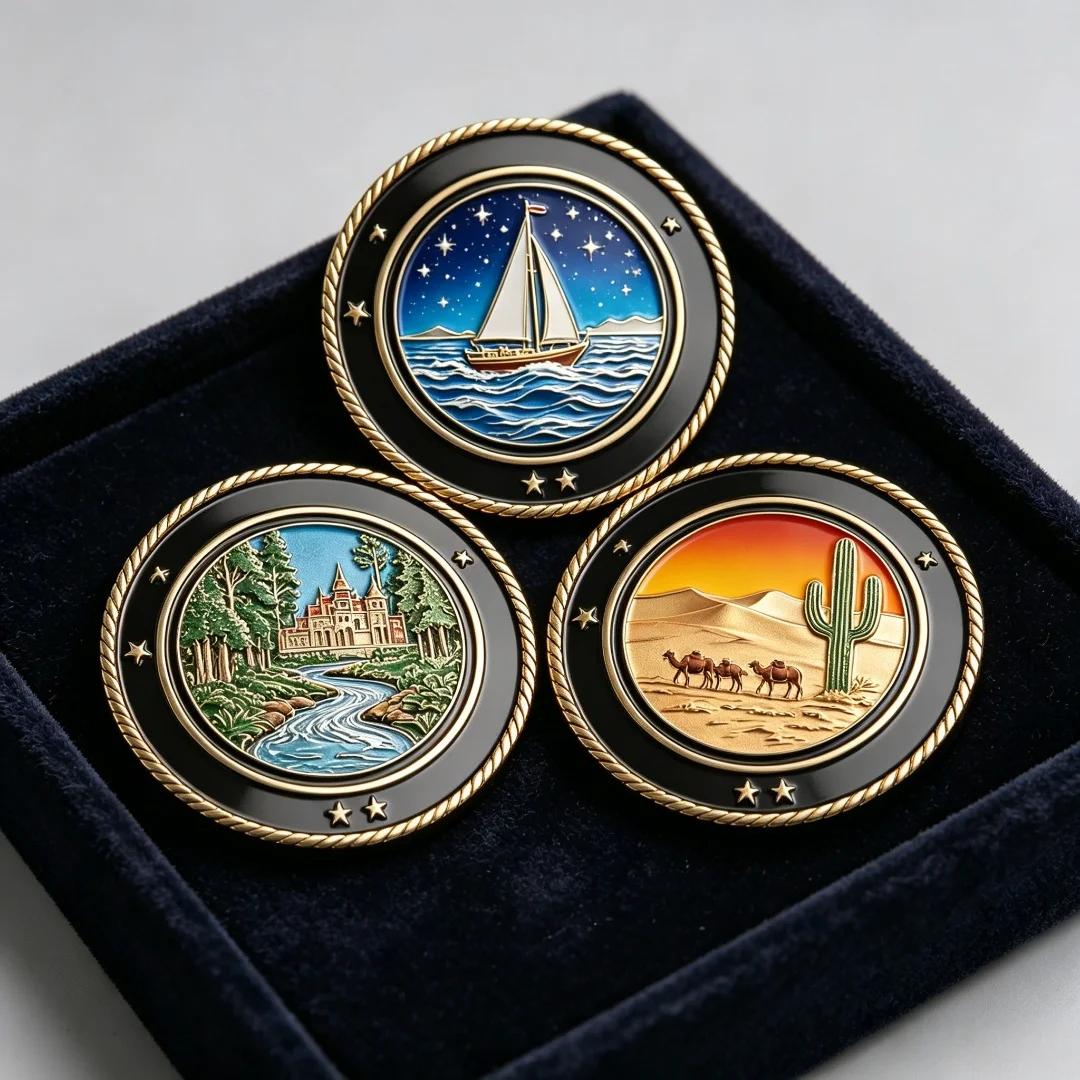 Custom Enamel Challenge Coin, Free Design Scenic Landscape Gold Silver Plated Commemorative Coin for Travel & Collectors
Custom Enamel Challenge Coin, Free Design Scenic Landscape Gold Silver Plated Commemorative Coin for Travel & Collectors