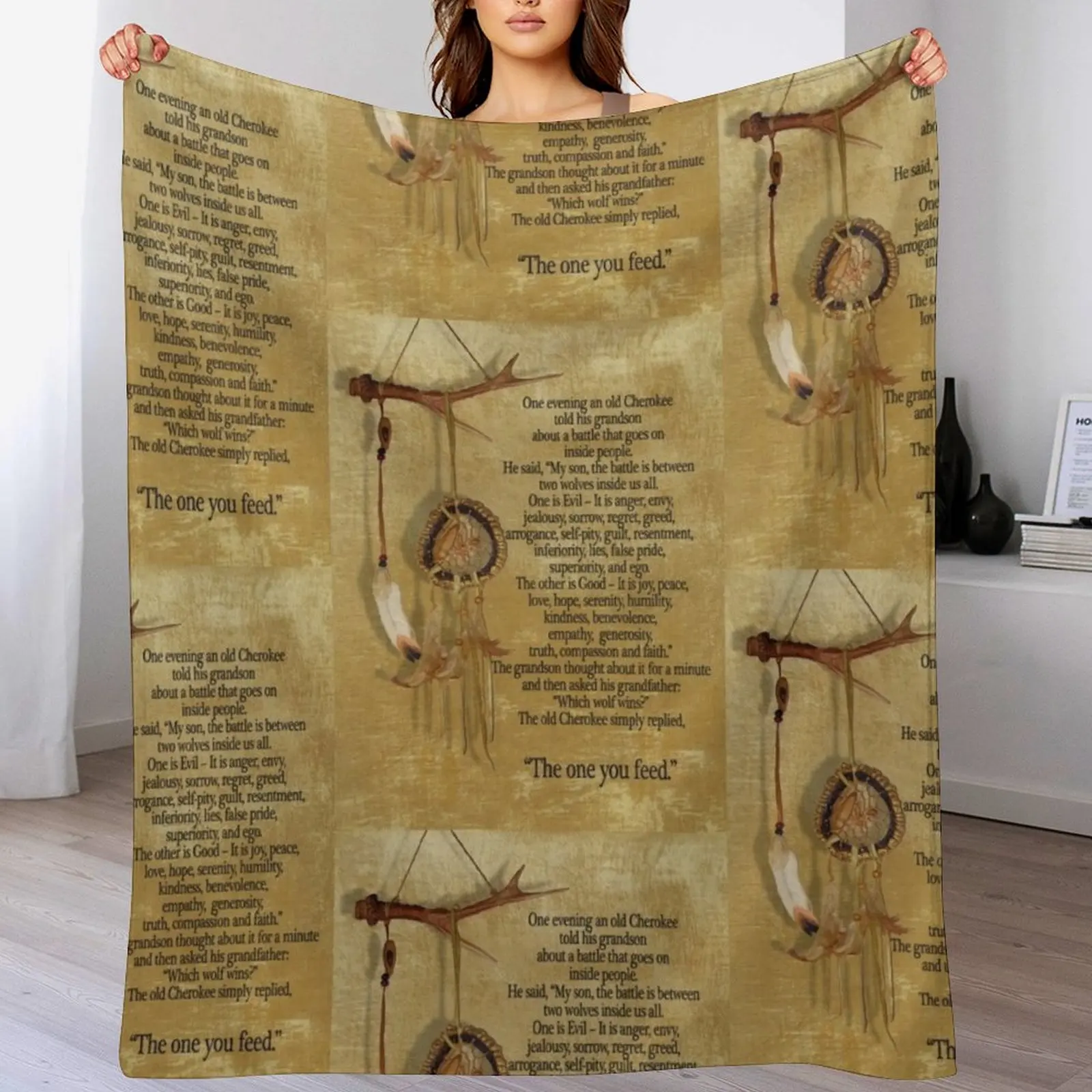The Two wolves, Cherokee proverb Throw Blanket Color Fast Cozy Throw Blanket
The Two wolves, Cherokee proverb Throw Blanket Color Fast Cozy Throw Blanket