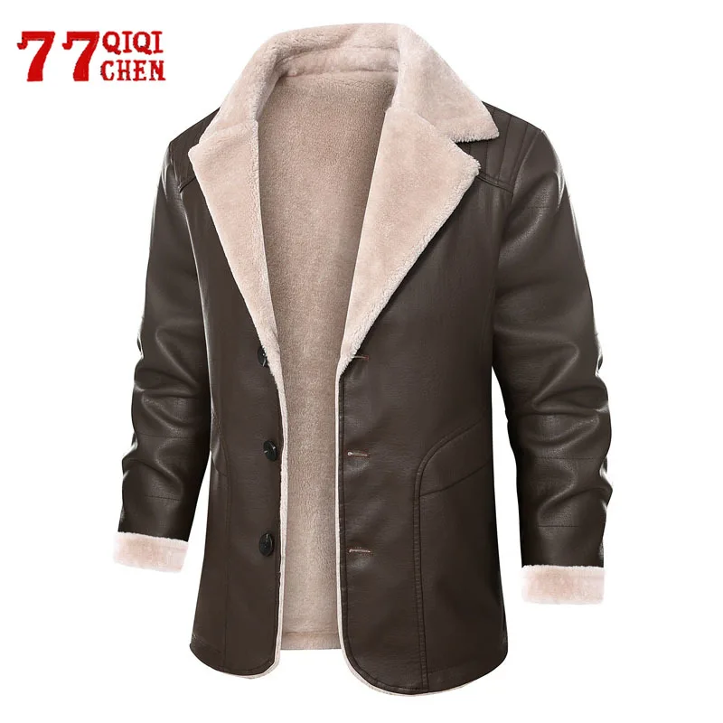 High Quality Faux Leather Jackets Men Vintage Fleece Fur Warm PU Jacket Fashion Casual Turndown Collar Loose Coat Male Chaquetas
High Quality Faux Leather Jackets Men Vintage Fleece Fur Warm PU Jacket Fashion Casual Turndown Collar Loose Coat Male Chaquetas