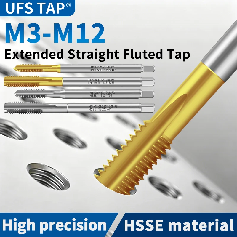 UFS TAP HSSE-M35 JIS Standard Length Straight Fluted Hand Tap Metric M3-M12 x100 150MM Machine Screw Tap Long M3M4M5M6M8M10M12
UFS TAP HSSE-M35 JIS Standard Length Straight Fluted Hand Tap Metric M3-M12 x100 150MM Machine Screw Tap Long M3M4M5M6M8M10M12