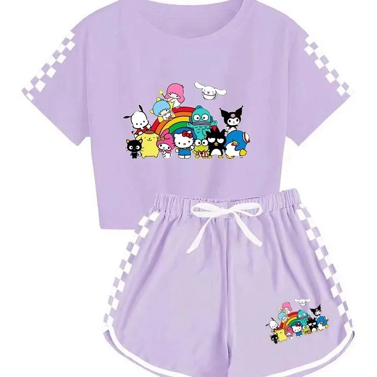 Kawaii Sanrio Cartoon Clothes Set Girls Summer Fashion Kuromi Cartoon Sports Set Boys Tops Pants Kids Casual Sports Suit 2Pcs
Kawaii Sanrio Cartoon Clothes Set Girls Summer Fashion Kuromi Cartoon Sports Set Boys Tops Pants Kids Casual Sports Suit 2Pcs