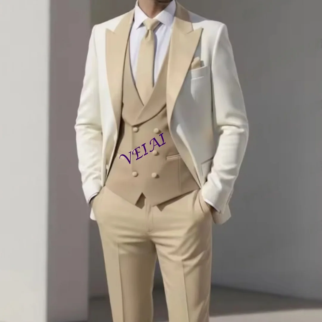 New White And Beige Formal Men Suit Groom Groomsman Wedding Party Prom Business Male Tuxedos 3 Piece Set Blazer Vest Pants
New White And Beige Formal Men Suit Groom Groomsman Wedding Party Prom Business Male Tuxedos 3 Piece Set Blazer Vest Pants