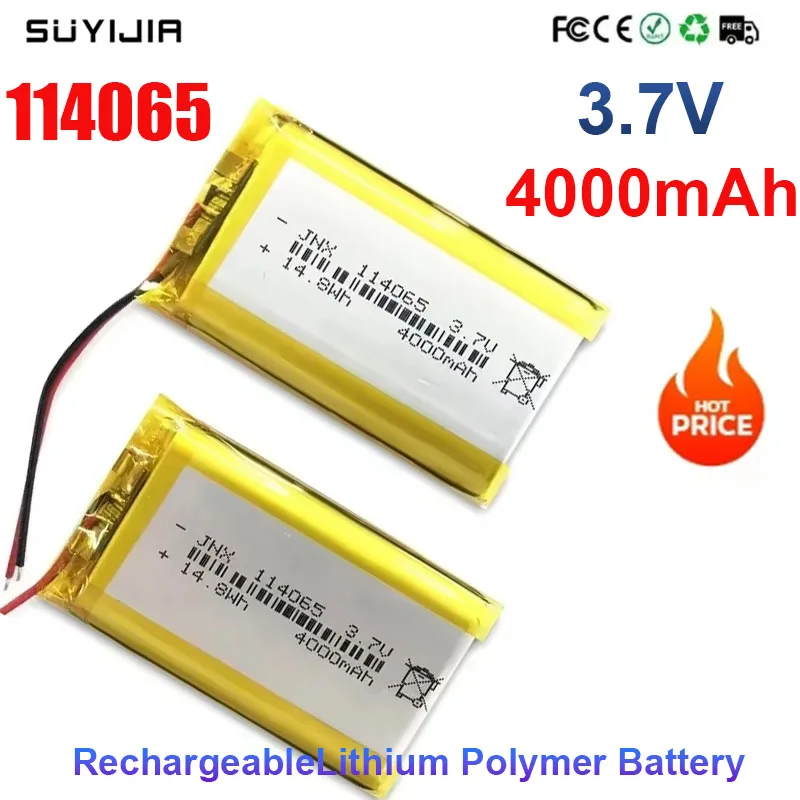114065 3.7V Polymer Lithium Battery True Capacity 4000mAh Suitable for Bluetooth Speaker Beauty Instrument Mobile Power Supply
114065 3.7V Polymer Lithium Battery True Capacity 4000mAh Suitable for Bluetooth Speaker Beauty Instrument Mobile Power Supply