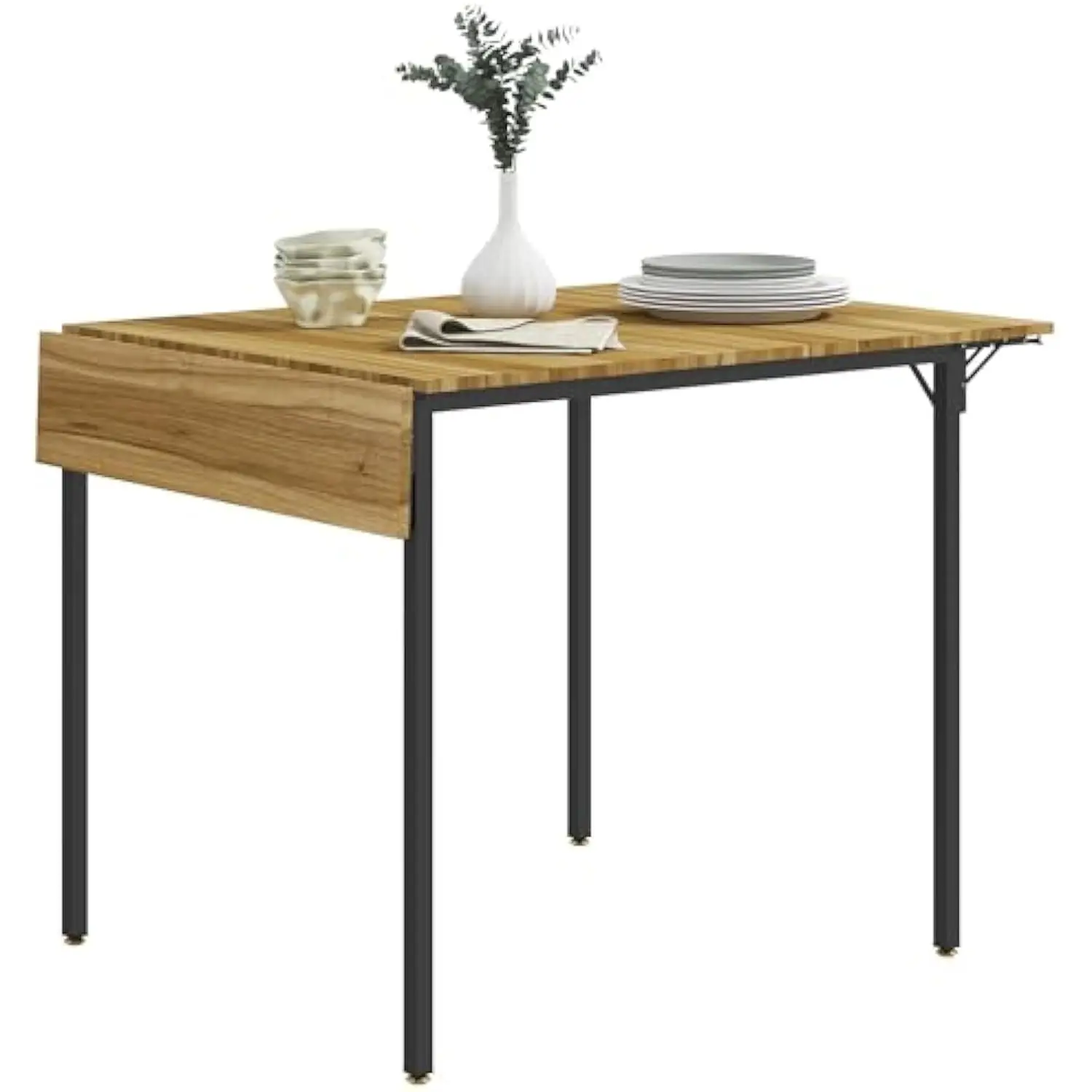 Industrial Folding Dining Table for 2 to 4, Space Saving Drop Leaf Kitchen Table for Small Spaces, Walnut
Industrial Folding Dining Table for 2 to 4, Space Saving Drop Leaf Kitchen Table for Small Spaces, Walnut