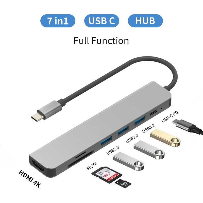 7 in 1 USB C Hub TYPE C TO HDMI Type C to 4K HDMI Adapter with RJ45 SD/TF Card Reader Fast Charger For Notebook Laptop
7 in 1 USB C Hub TYPE C TO HDMI Type C to 4K HDMI Adapter with RJ45 SD/TF Card Reader Fast Charger For Notebook Laptop