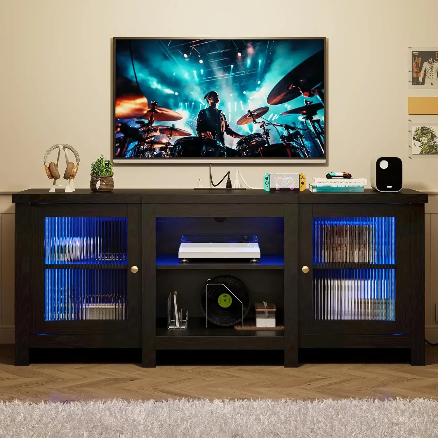 TV Stand for 65 inch TV, Entertainment Center with Power Outlet and LED Light, TV Console Cabinet for Living Room
TV Stand for 65 inch TV, Entertainment Center with Power Outlet and LED Light, TV Console Cabinet for Living Room