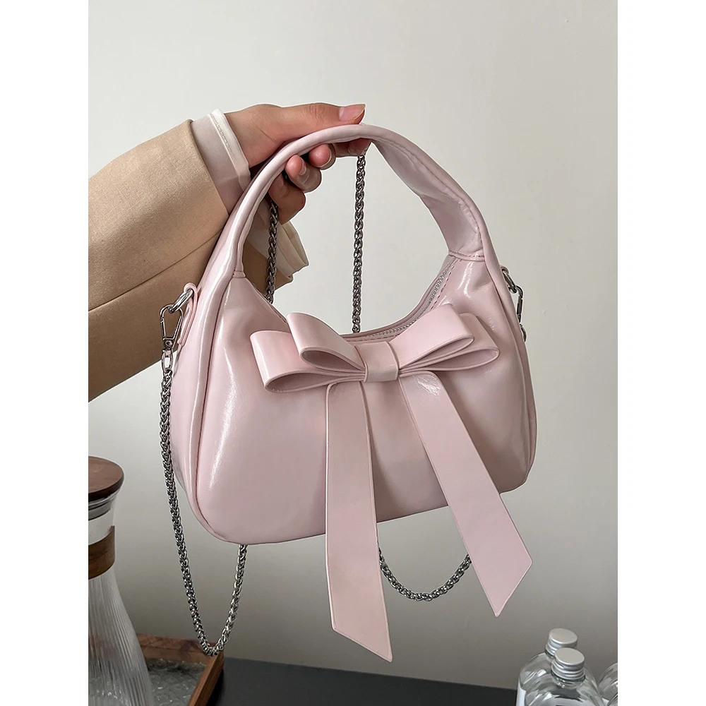 Cute Bows Handbag for Women Solid Pu Leather Small Commute Handle Bags Lady Casual All-matched Chain Shoulder Pack Party Purse
Cute Bows Handbag for Women Solid Pu Leather Small Commute Handle Bags Lady Casual All-matched Chain Shoulder Pack Party Purse