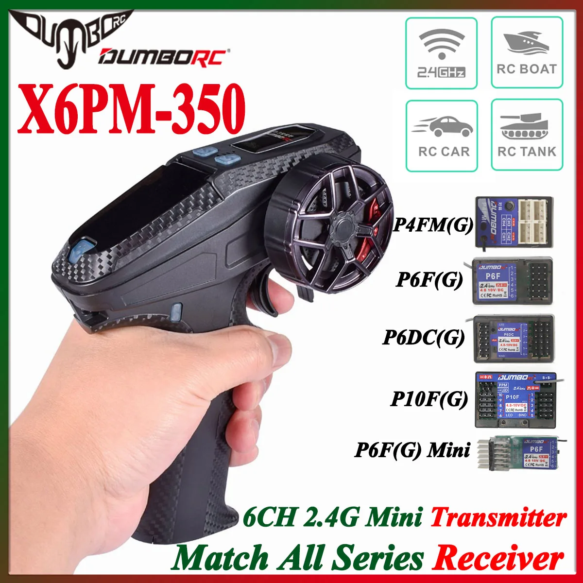 DUMBORC X6PM-350 Remote Control 6CH 2.4G Mini Transmitter P4FMG/P6FG/P6DCG/X10FG Gyro Receiver for RC Car Boat Tank Toy 4/6/10CH
DUMBORC X6PM-350 Remote Control 6CH 2.4G Mini Transmitter P4FMG/P6FG/P6DCG/X10FG Gyro Receiver for RC Car Boat Tank Toy 4/6/10CH