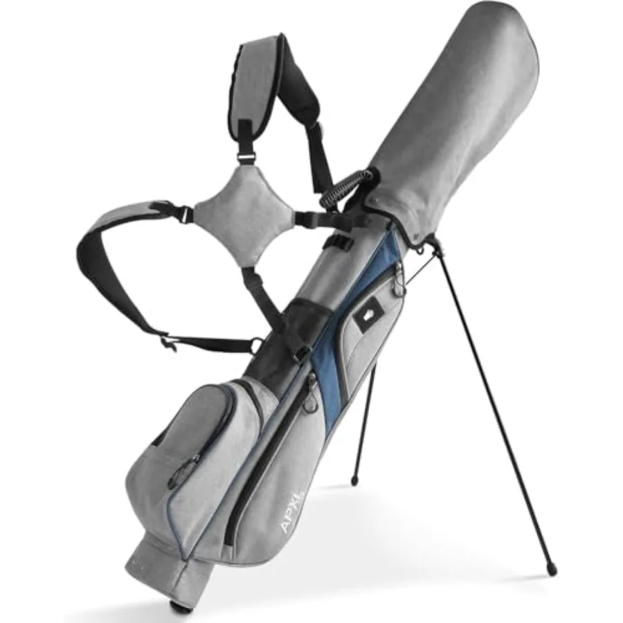 Small golf bag for pitch n putt, lightweight 3-divider stand bag in black with rain cover, durable polyester, easy-carry strap
Small golf bag for pitch n putt, lightweight 3-divider stand bag in black with rain cover, durable polyester, easy-carry strap