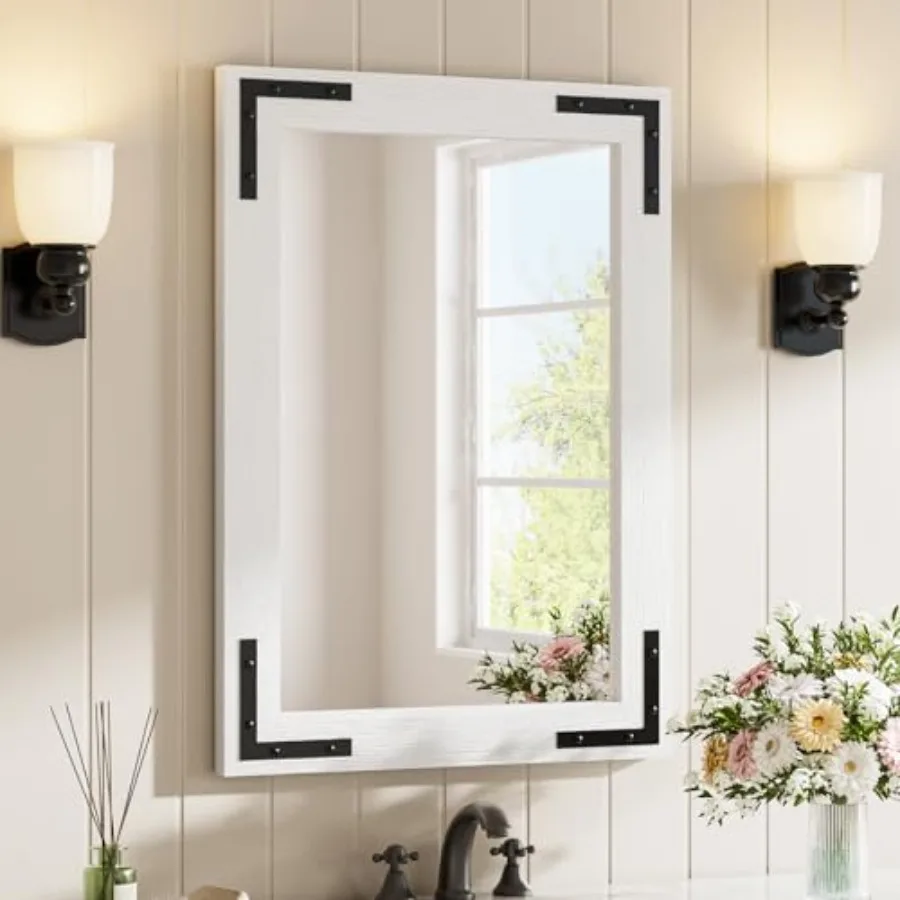 Farmhouse Bathroom Mirror 20"x28" Rustic Wood Framed Wall Mounted Mirror Rustic Style Vintage Vanity Mirror
Farmhouse Bathroom Mirror 20"x28" Rustic Wood Framed Wall Mounted Mirror Rustic Style Vintage Vanity Mirror