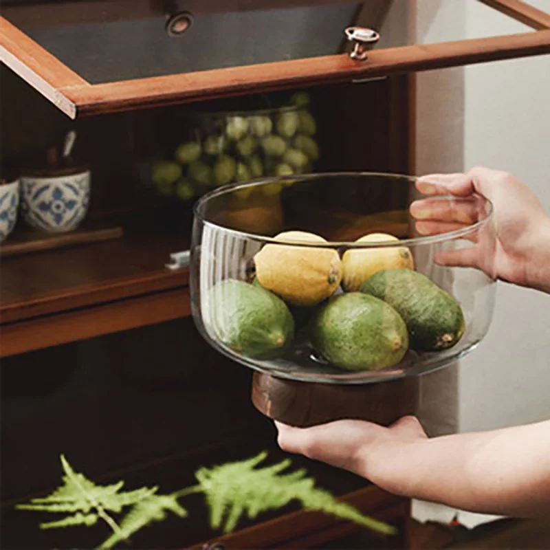 European Transparent Glass Wooden Base Fruit Tray Salad Bowl Candy Dessert Coffee Table Storage Desktop Home Decoration
European Transparent Glass Wooden Base Fruit Tray Salad Bowl Candy Dessert Coffee Table Storage Desktop Home Decoration