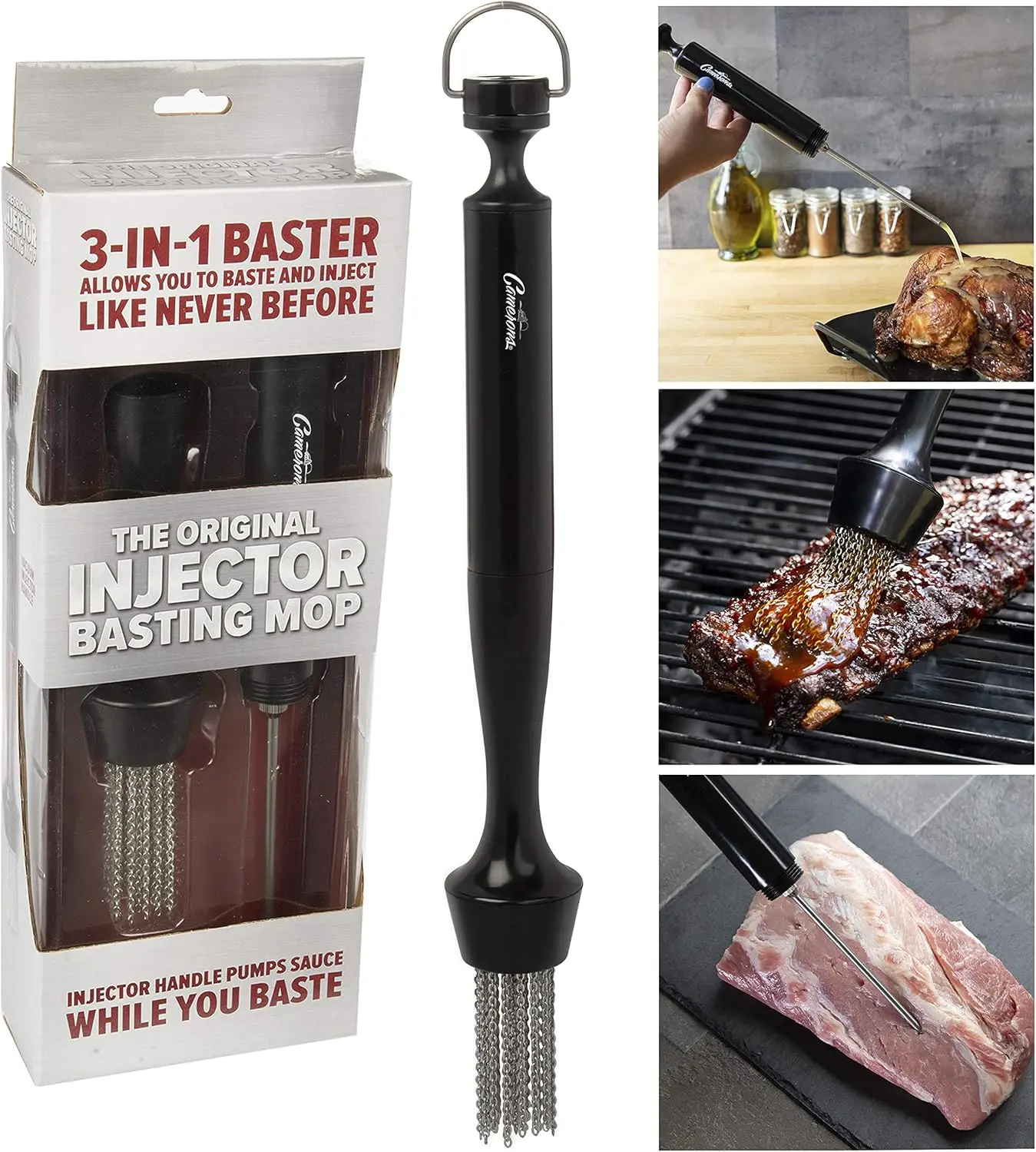 3-in-1 Barbecue Injector Basting Mop Set with Chain Basting Brush and Meat Syringe for Marinating and Grilling, Indoor Outdoor
3-in-1 Barbecue Injector Basting Mop Set with Chain Basting Brush and Meat Syringe for Marinating and Grilling, Indoor Outdoor