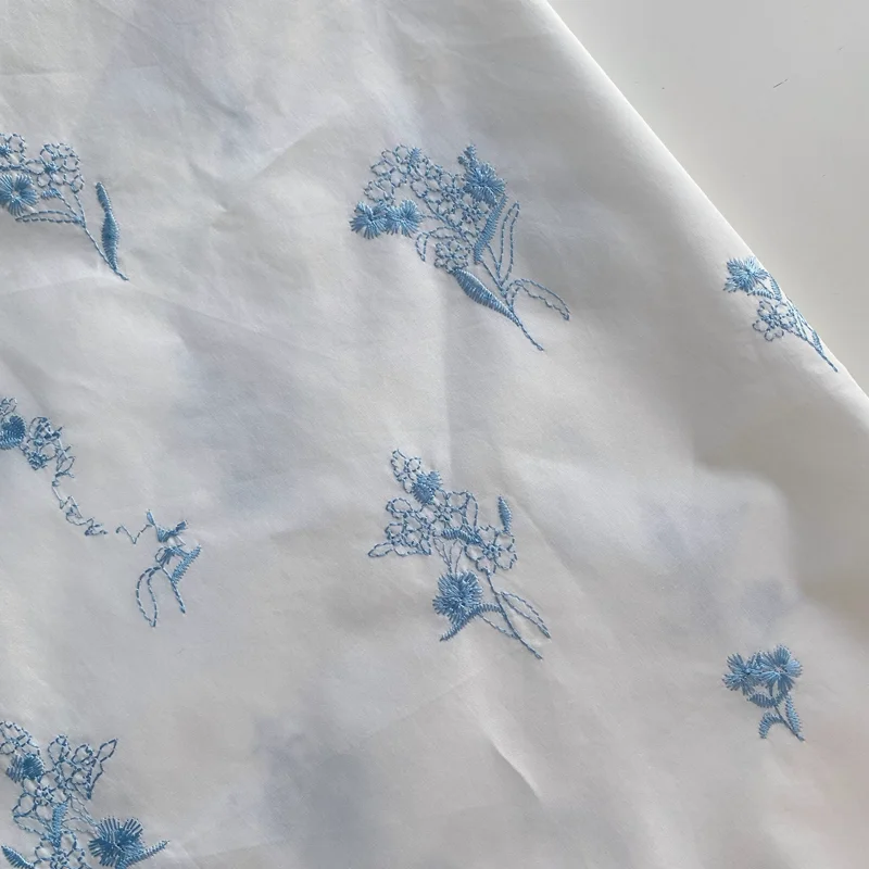 145cm*50cm Thin Cotton Fabric Blue Embroidered Flowers Suitable For Handmade DIY Dresses Shirts Sleepwear Fabrics
145cm*50cm Thin Cotton Fabric Blue Embroidered Flowers Suitable For Handmade DIY Dresses Shirts Sleepwear Fabrics