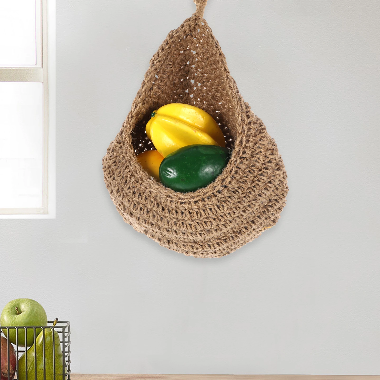 Bohemian Wall Hanging Jute Material Large Capacity Kitchen Storage Vegetable Fruit Egg Onion Organizer Teardrop Shape for Home
Bohemian Wall Hanging Jute Material Large Capacity Kitchen Storage Vegetable Fruit Egg Onion Organizer Teardrop Shape for Home