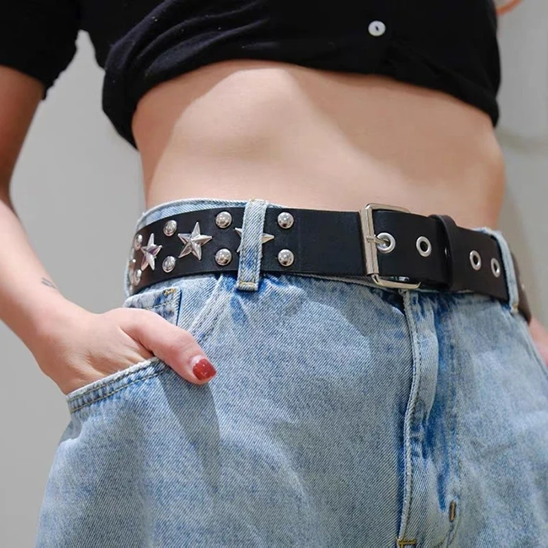 Y2K PU Leather Star Riveted Belt Women Punk Pentagram Waistband Hip Hop Rock Jean Strap Metal Buckle Belts Apparel Accessories
Y2K PU Leather Star Riveted Belt Women Punk Pentagram Waistband Hip Hop Rock Jean Strap Metal Buckle Belts Apparel Accessories