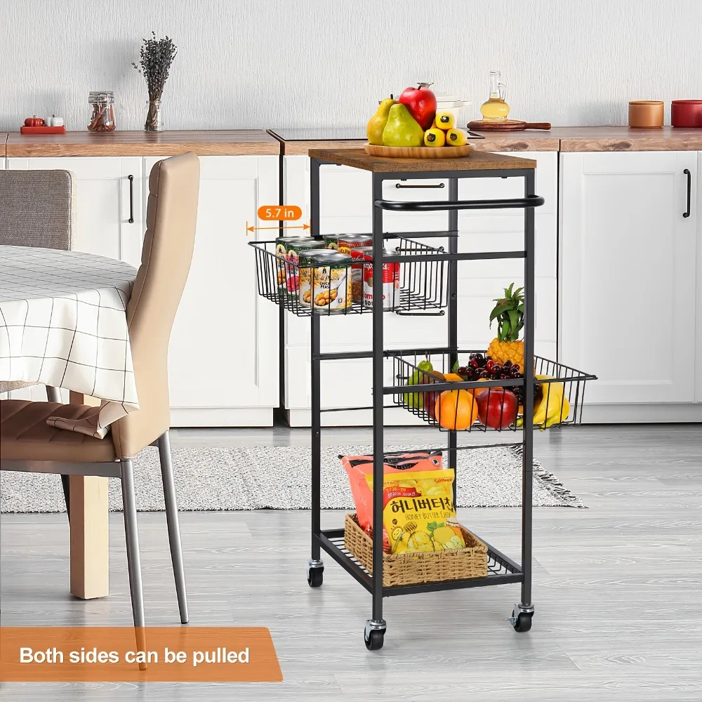 Two-Tier Pull-Out Basket Trolley, Kitchen Storage Unit, Freestanding Multi-Level Vegetable And Snack Storage Rack
Two-Tier Pull-Out Basket Trolley, Kitchen Storage Unit, Freestanding Multi-Level Vegetable And Snack Storage Rack