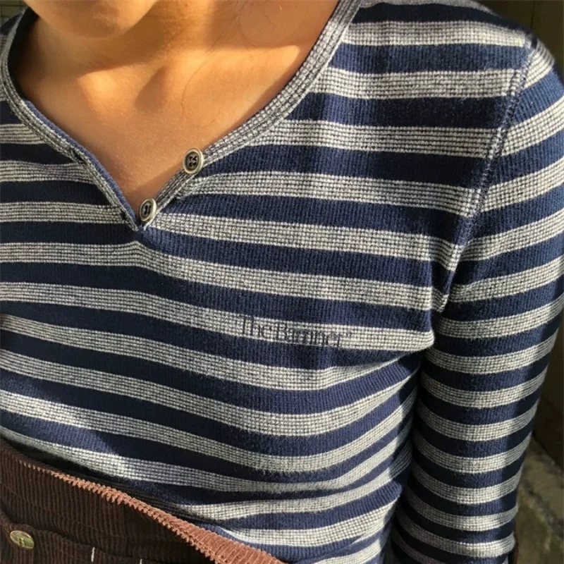 Slim Fit Casual Striped Base irt T-irt Women's Autumn Spring V-ne Long Sve Cotton Blend Comfortable Breathable
Slim Fit Casual Striped Base irt T-irt Women's Autumn Spring V-ne Long Sve Cotton Blend Comfortable Breathable