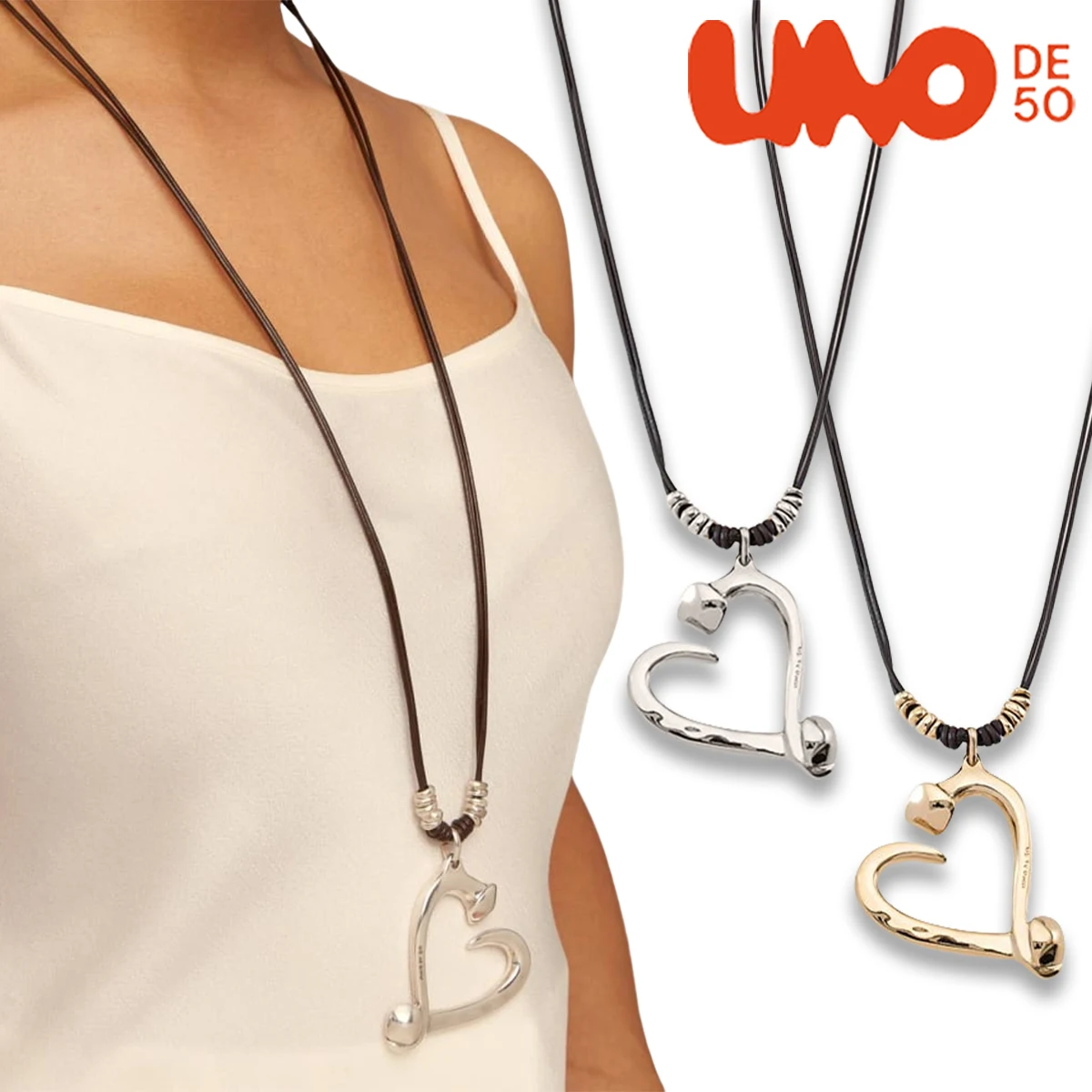 UNODE50 necklace Fashionable classic heart-shaped cowhide rope, high-end casual sports style
UNODE50 necklace Fashionable classic heart-shaped cowhide rope, high-end casual sports style