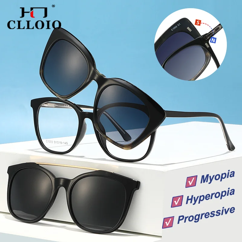 CLLOIO женские поляризационные солнцезащитные очки с магнитной клипсой, фильтр синего света для чтения, близорукости, очки по рецепту, UV400, оправа для вождения
CLLOIO женские поляризационные солнцезащитные очки с магнитной клипсой, фильтр синего света для чтения, близорукости, очки по рецепту, UV400, оправа для вождения