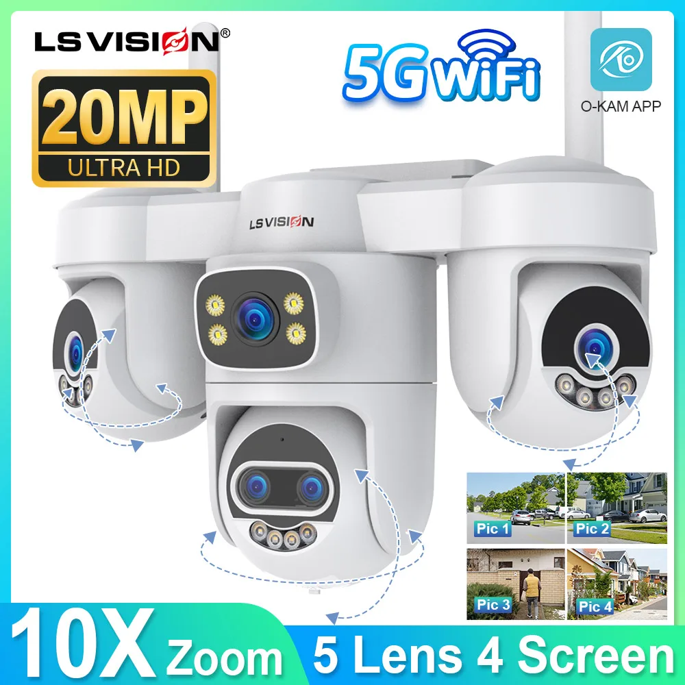 LS VISION 10K 20MP 5G WIFI IP Camera Outdoor 5Lens 4 Screens 10X Zoom 3PTZ Lens CCTV Wireless Home Video Surveillance Cameras
LS VISION 10K 20MP 5G WIFI IP Camera Outdoor 5Lens 4 Screens 10X Zoom 3PTZ Lens CCTV Wireless Home Video Surveillance Cameras