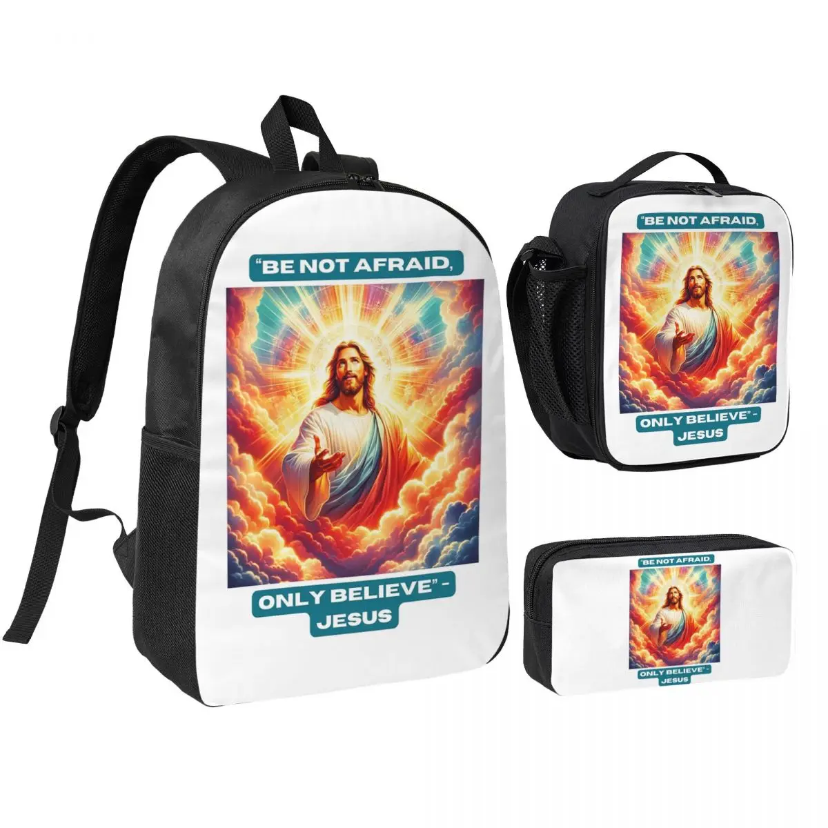 Jesus Biblical Backpack Boys Girls BookBag School Bag Shoulder Bags 3ps Insulated Lunch Bag Pencil Case
Jesus Biblical Backpack Boys Girls BookBag School Bag Shoulder Bags 3ps Insulated Lunch Bag Pencil Case
