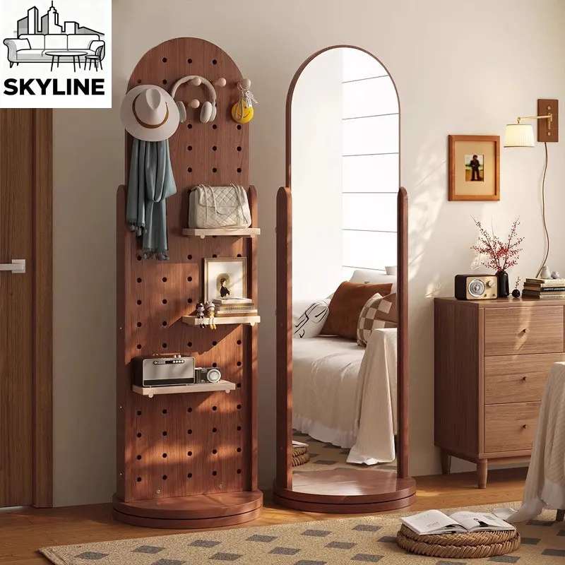 Напольное зеркало в полный рост, поворотное зеркало для примерки, встроенная вешалка для головных уборов и зеркало с функцией хранения.
Напольное зеркало в полный рост, поворотное зеркало для примерки, встроенная вешалка для головных уборов и зеркало с функцией хранения.