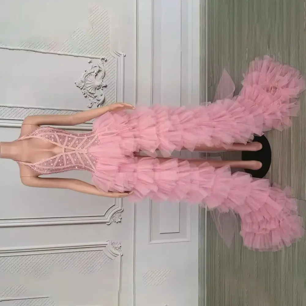 Deep V Neck Long Tail Birthday Celebrate Wedding Evening Prom Photoshoot Dress Sexy Elegant Pink Sheer Rhinestones Dress
Deep V Neck Long Tail Birthday Celebrate Wedding Evening Prom Photoshoot Dress Sexy Elegant Pink Sheer Rhinestones Dress