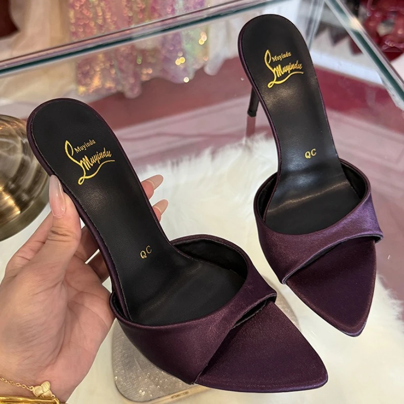 Women's Pumps Satin High Heels Slippers Women High Quality Pointed Toe Slides Designer Sandals Sexy Peep-toe Party Dress Shoes
Women's Pumps Satin High Heels Slippers Women High Quality Pointed Toe Slides Designer Sandals Sexy Peep-toe Party Dress Shoes
