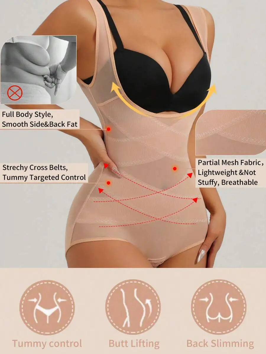 Full-Body Shapewear Bodysuit With Mesh Fabric, Tummy Control, Butt Lift, And Back Slimming Support
Full-Body Shapewear Bodysuit With Mesh Fabric, Tummy Control, Butt Lift, And Back Slimming Support