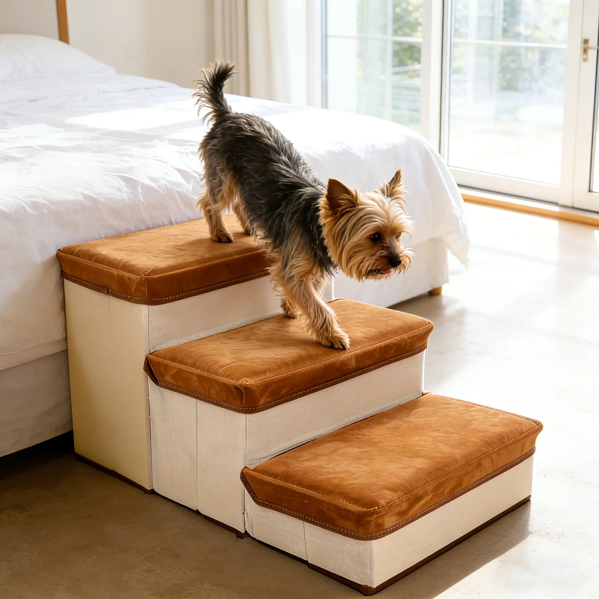 3-Tier Foldable Dog Stairs with Non-Slip Surface, Nylon Pet Ramp for Small to Extra Small Breeds - Ideal for High Beds And Sofas
3-Tier Foldable Dog Stairs with Non-Slip Surface, Nylon Pet Ramp for Small to Extra Small Breeds - Ideal for High Beds And Sofas