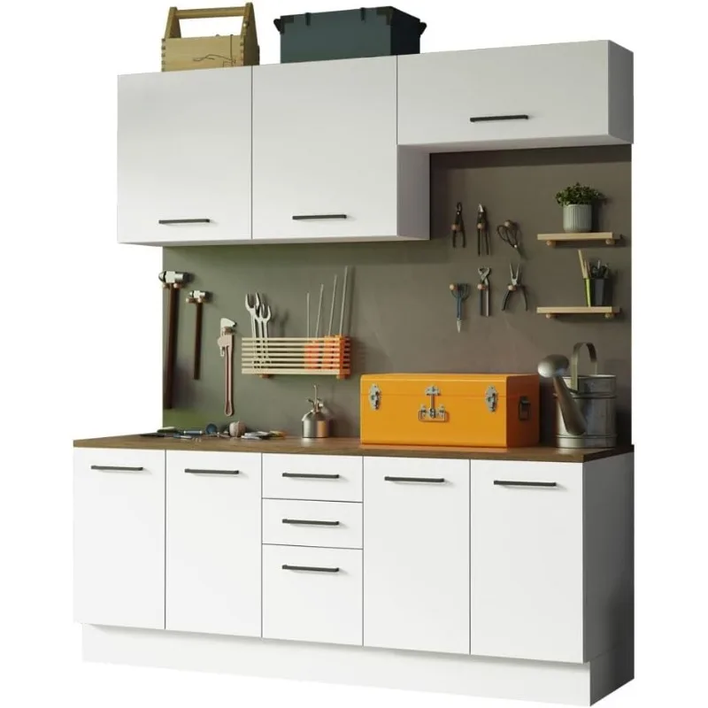 4-Piece Garage and Utility Room Storage Cabinet Set 78 Inch with 33 Inch Base Cabinet and 31 Inch Slim Wall Cabinet Modul
4-Piece Garage and Utility Room Storage Cabinet Set 78 Inch with 33 Inch Base Cabinet and 31 Inch Slim Wall Cabinet Modul
