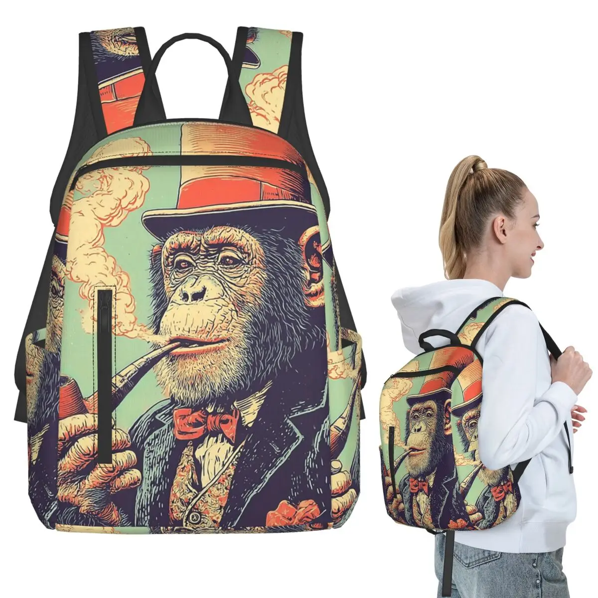 Gentleman's Smoking Monkey Print Backpack Student BookBag Children School Bag Laptop Shoulder Bags Boys Girls
Gentleman's Smoking Monkey Print Backpack Student BookBag Children School Bag Laptop Shoulder Bags Boys Girls