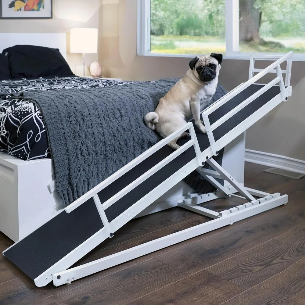 Dog Ramp for Beds - Solid Hardwood with 5 Finish Options - Adjustable up to 37" High Beds with Low Incline, Safety Rails & Anti-
Dog Ramp for Beds - Solid Hardwood with 5 Finish Options - Adjustable up to 37" High Beds with Low Incline, Safety Rails & Anti-