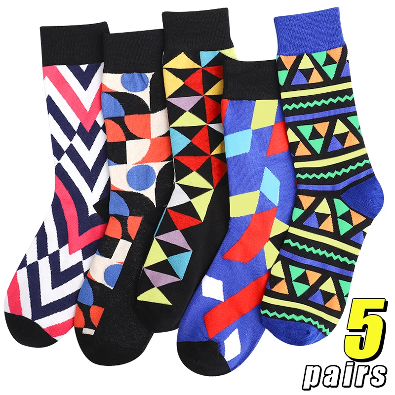 5Pairs Colorful Geometric Men's Socks Soft Breathable Fashion Novelty Crew Sock Elasticity Casual Mid Tube Sock Women Daily Wear
5Pairs Colorful Geometric Men's Socks Soft Breathable Fashion Novelty Crew Sock Elasticity Casual Mid Tube Sock Women Daily Wear
