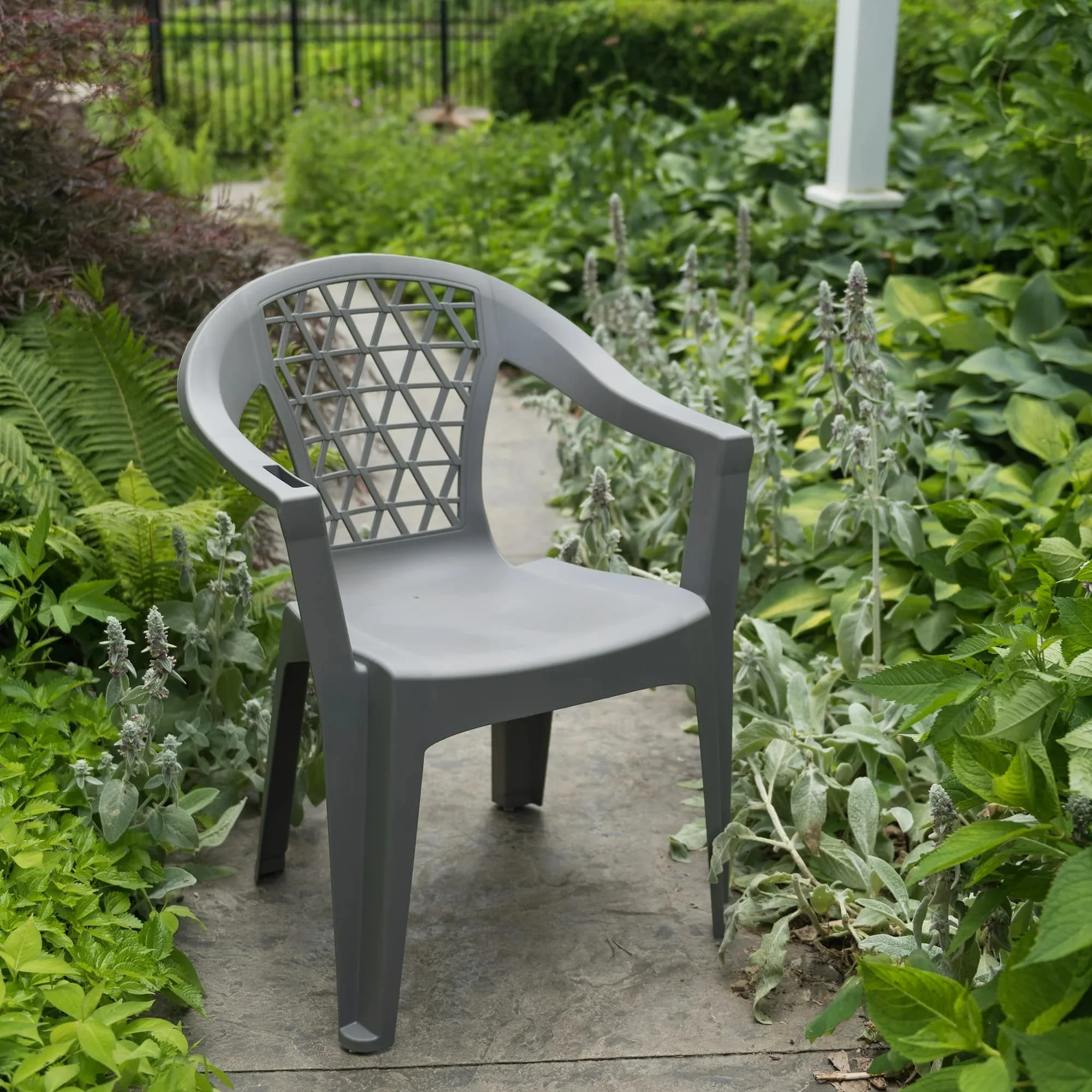 Outdoor Resin Stack Chair with Phone Holder, Gray Plastic Patio Furniture, Durable and Lightweight, Stackable Outdoor Seating for Garden, Balcony, Patio, Poolside, Porch, Easy to Clean, Weather-Resistant, Comfortable Ergonomic Design, Perfect for Home, Ca
Outdoor Resin Stack Chair with Phone Holder, Gray Plastic Patio Furniture, Durable and Lightweight, Stackable Outdoor Seating for Garden, Balcony, Patio, Poolside, Porch, Easy to Clean, Weather-Resistant, Comfortable Ergonomic Design, Perfect for Home, Ca