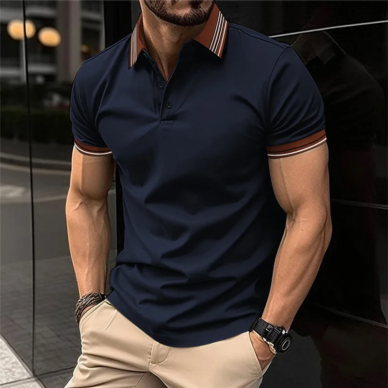 Men's Casual Polo Shirt with Color Block Collar Short Sleeve Fashion Button Design for Daily Commute And Summer Outfits
Men's Casual Polo Shirt with Color Block Collar Short Sleeve Fashion Button Design for Daily Commute And Summer Outfits