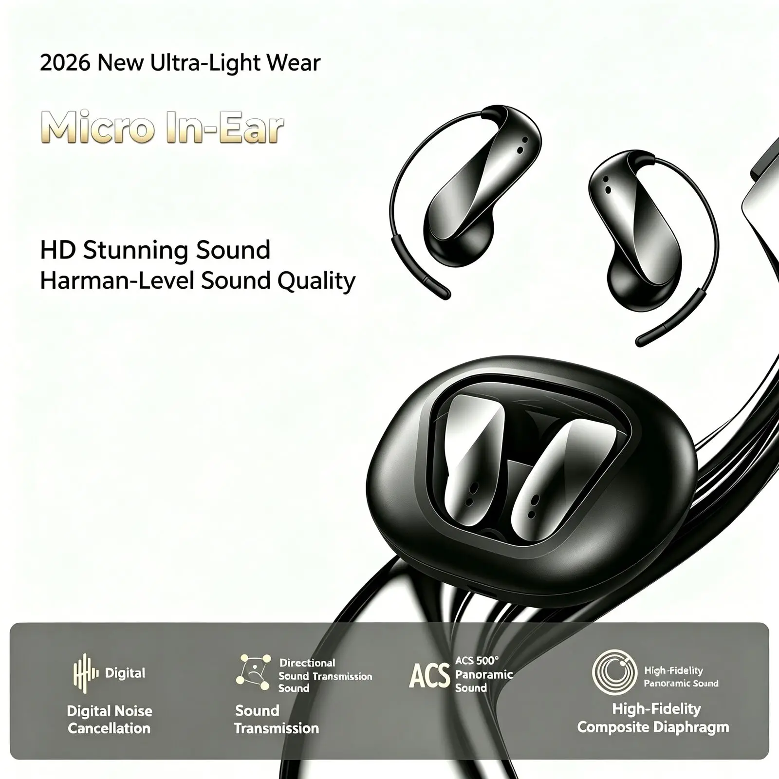 Wireless Bluetooth 6.0 Space Capsule Headphones Smart Digital Display Noise Cancelling Lightweight Long Battery Life For Sports
Wireless Bluetooth 6.0 Space Capsule Headphones Smart Digital Display Noise Cancelling Lightweight Long Battery Life For Sports